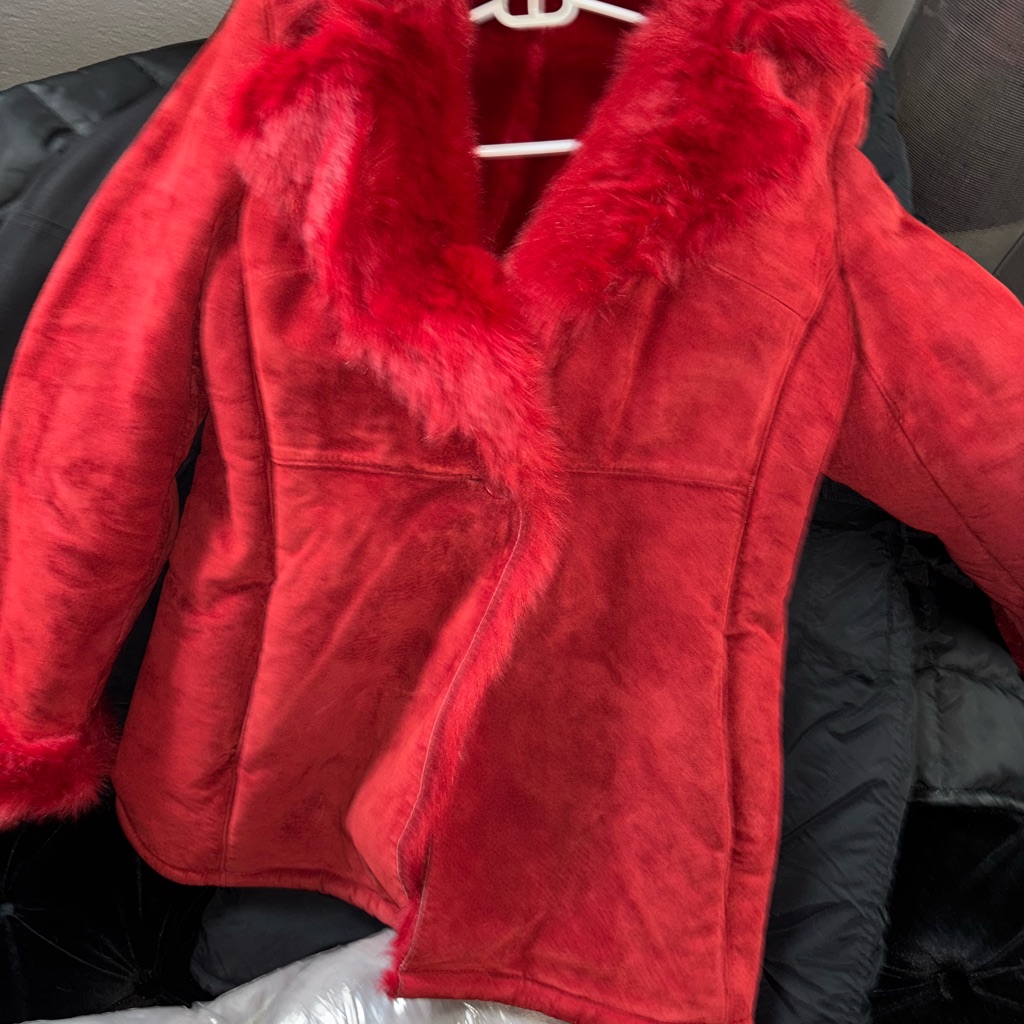 Women's Red Faux Fur Jacket